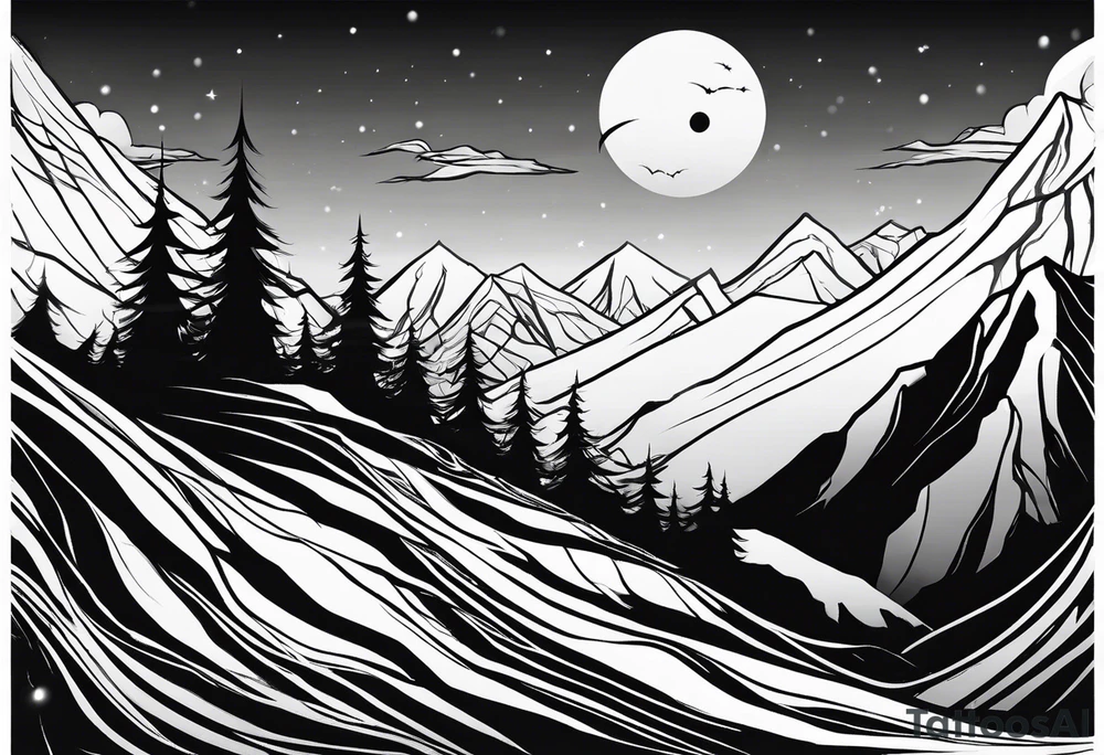 jack skellington on the top of montain tattoo idea