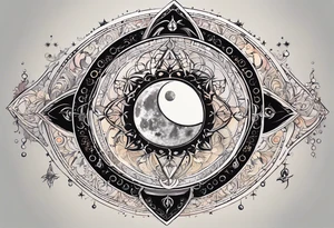 Astrology, Natal Chart, Cancer sign symbolic, vision, yin yang, the moon, the sun, Uranus, Pluto, spiritual, third eye, mystical, Zen, armband tattoo idea