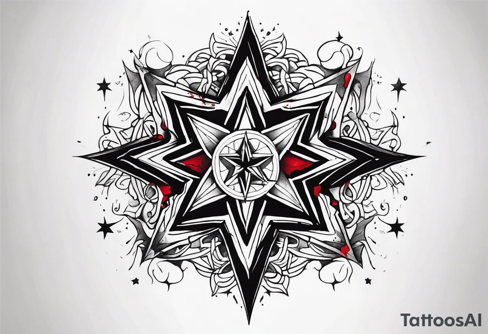 Star with blood tattoo idea