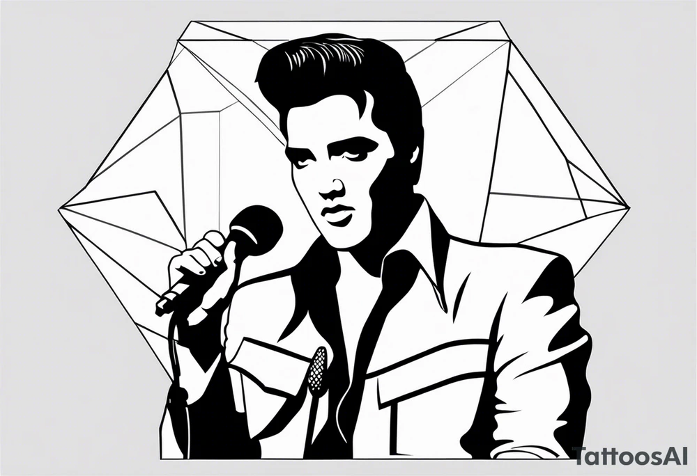 Elvis las Vegas with a microphone in a box which has the form of a diamond tattoo idea