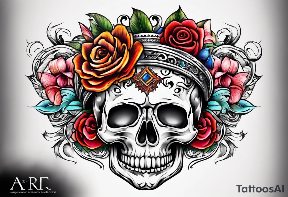 the letters A R in the middle of a headband tattoo idea