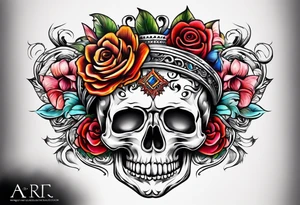 the letters A R in the middle of a headband tattoo idea