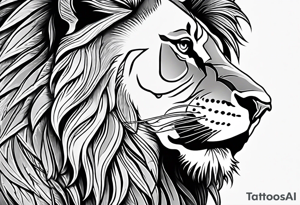 African continent shape with a detailed roaring lion face filling the inside tattoo idea