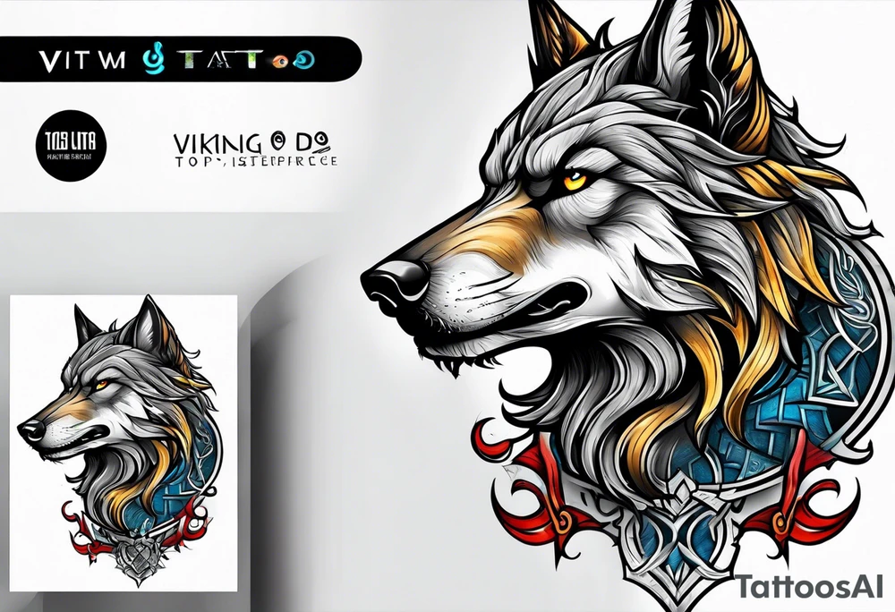 Viking wolf tattoo idea