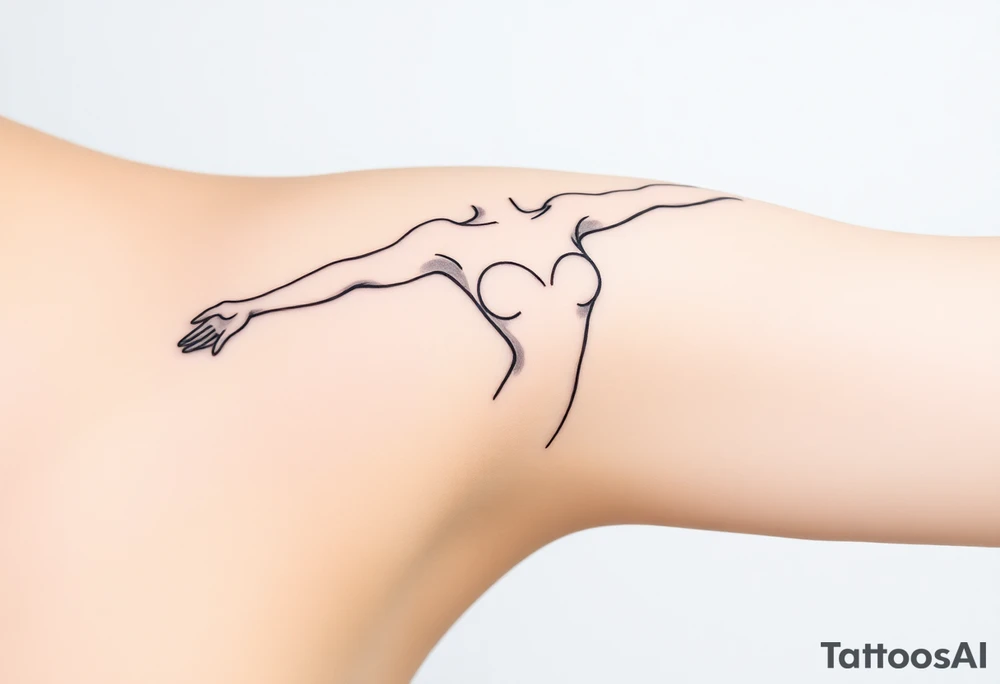 Woman with outstretched arms leaning head back tattoo idea