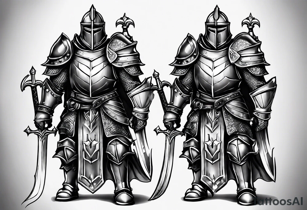 two knights heavy armor tattoo idea