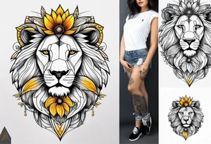 Lion top; sunflower bottom tattoo idea