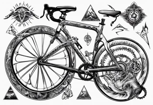 road bicycle and a mountain with a heavy weight tattoo idea