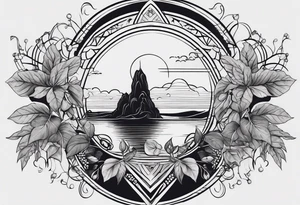 Elements: the north needle in the center, outside the north needle are a few eggplant leaves, and the outermost edge is a long wavy line
It’s a long tattoo tattoo idea