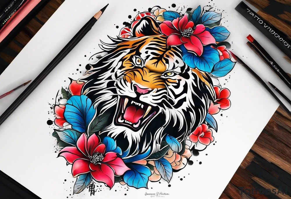 Композиция из цветов и бутонов пиона, ягод и листьев tattoo idea