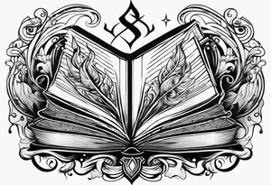 Twin flame symbol with a book. Lines only. tattoo idea