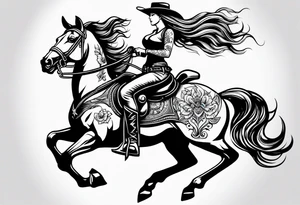 cowgirl on a horse american traditional tattoo idea