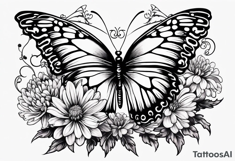 Chrysanthemum and a butterfly tattoo idea