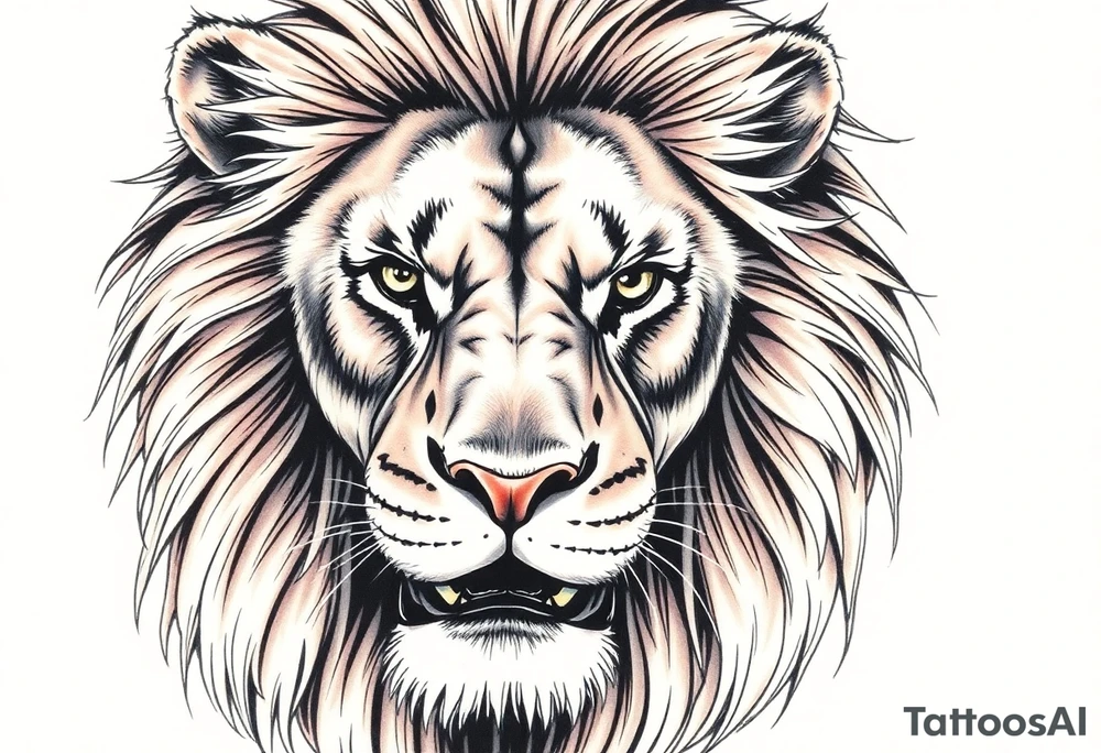 powerful majestic lion, close-up tattoo idea