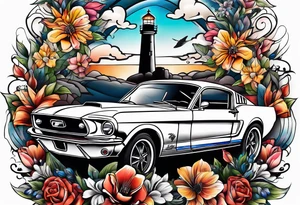 Mustang Fast car
Lighthouse 
Airplanes 
Flowers tattoo idea