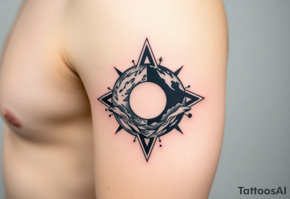 2 different worlds on both sides of a black hole tattoo idea