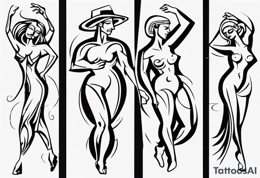 Dancing guy and girl tattoo idea