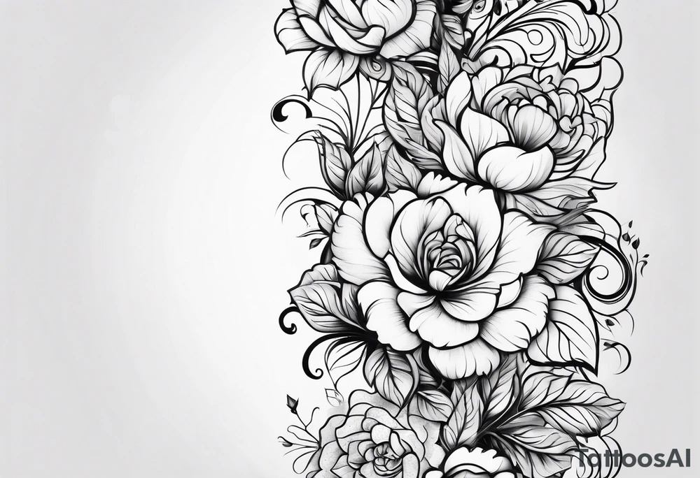 floral leg sleeve tattoo idea