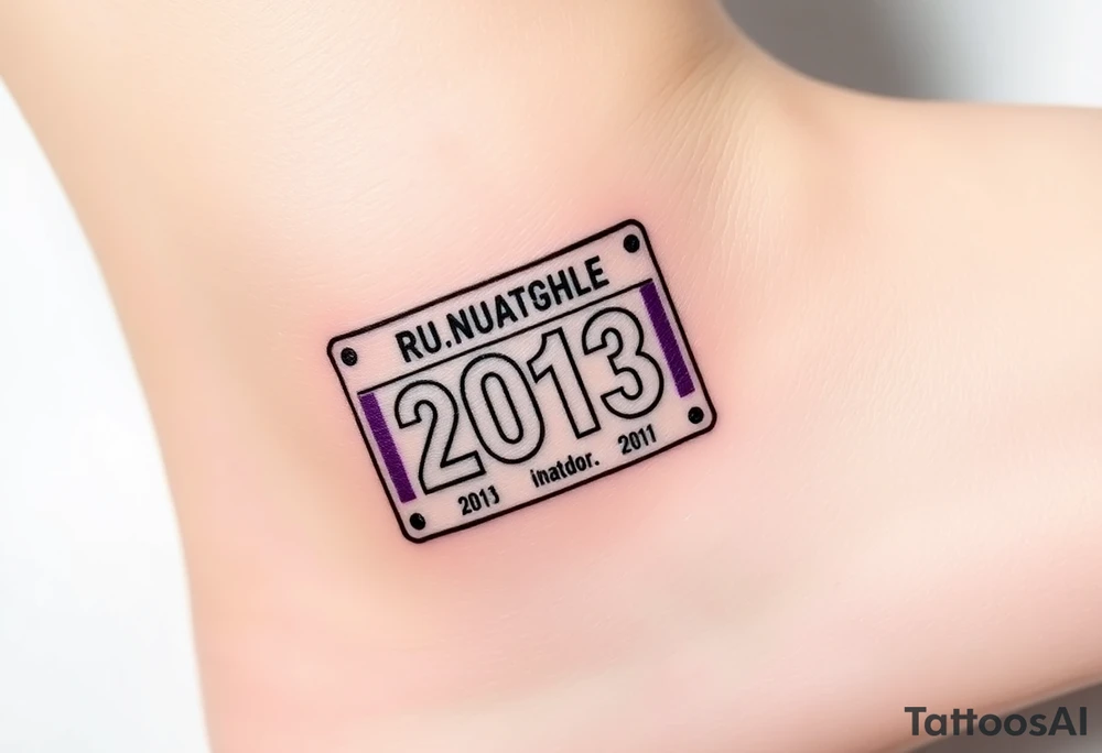 Racing half marathon bib 2013 purple and gold running safety pins running tattoo idea