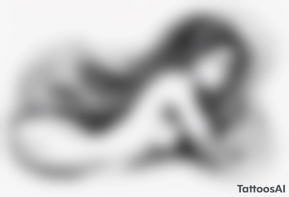 abstract woman laying with her back facing the front and her hair flowing tattoo idea
