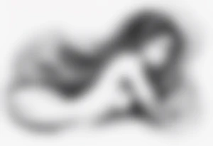 abstract woman laying with her back facing the front and her hair flowing tattoo idea