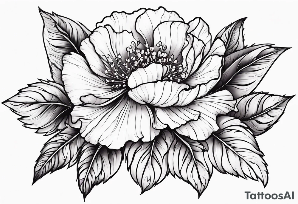 Violet and carnation flowers tattoo idea