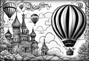 hotballoon ornemental travel tattoo idea