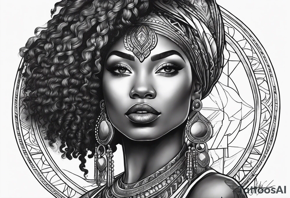 Powerful, black women, astrology tattoo idea