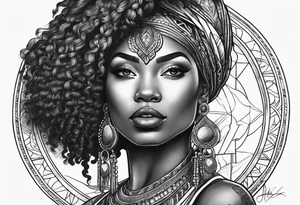 Powerful, black women, astrology tattoo idea