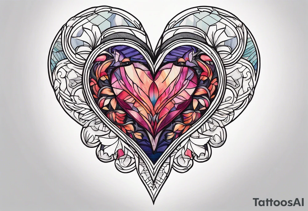 Embroidery heart tattoo idea