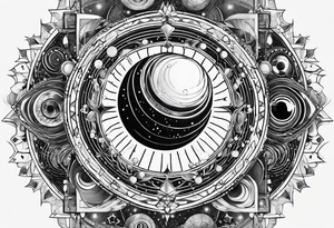 solar system stretched out vertically tattoo idea