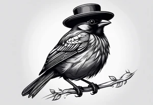 Black bird with hat tattoo idea