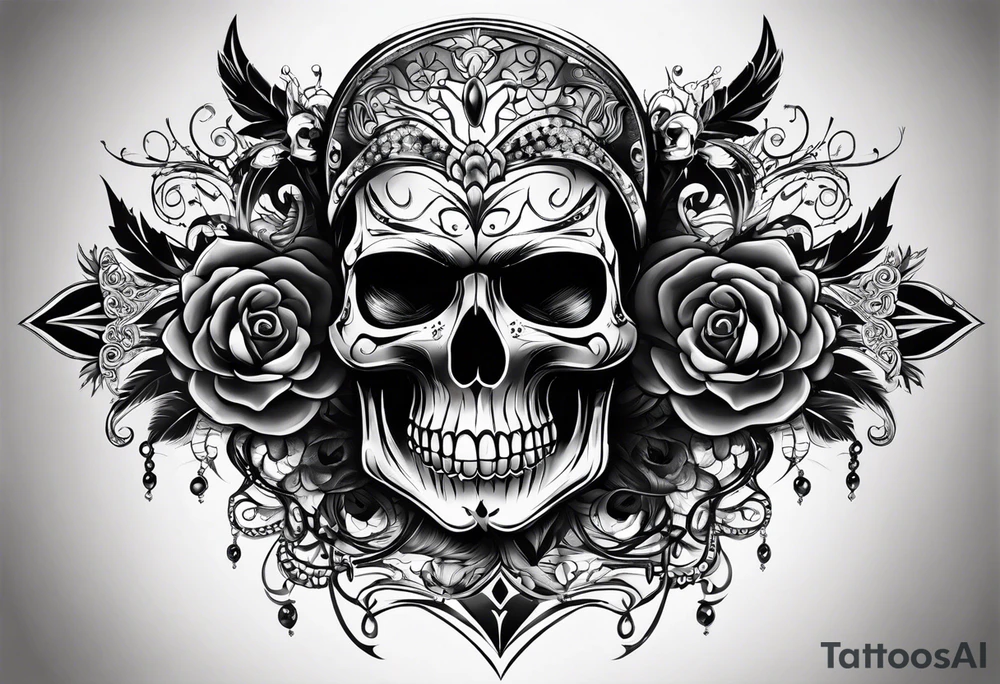 blackout style with skull arm desings tattoo idea