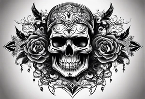 blackout style with skull arm desings tattoo idea