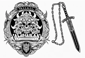 Valhalla sword  fire chains family tattoo idea