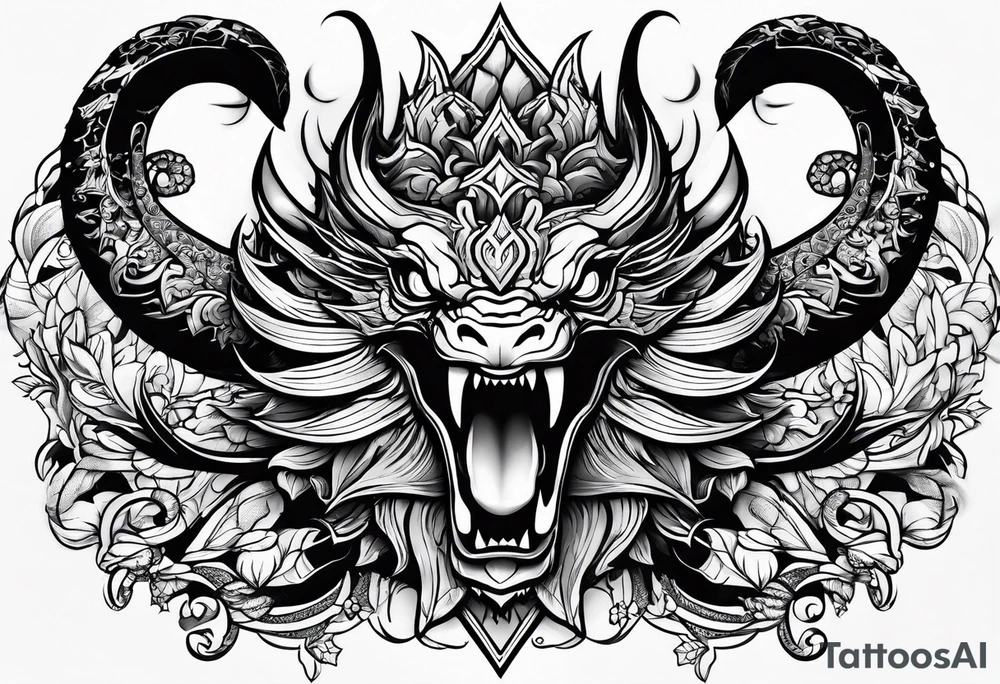 Weiblicher drachenkopf tattoo idea