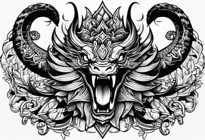 Weiblicher drachenkopf tattoo idea