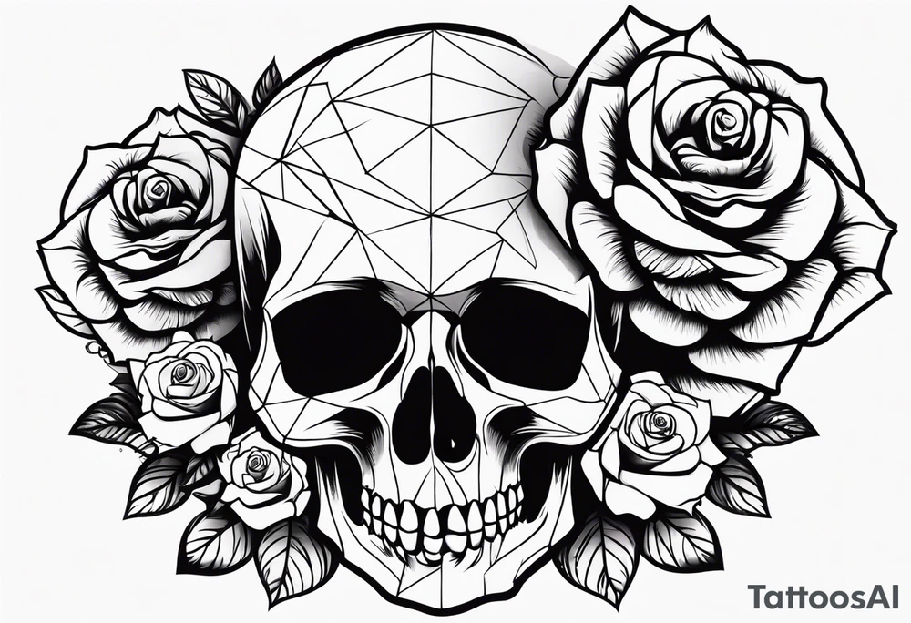 skull and roses tattoo idea