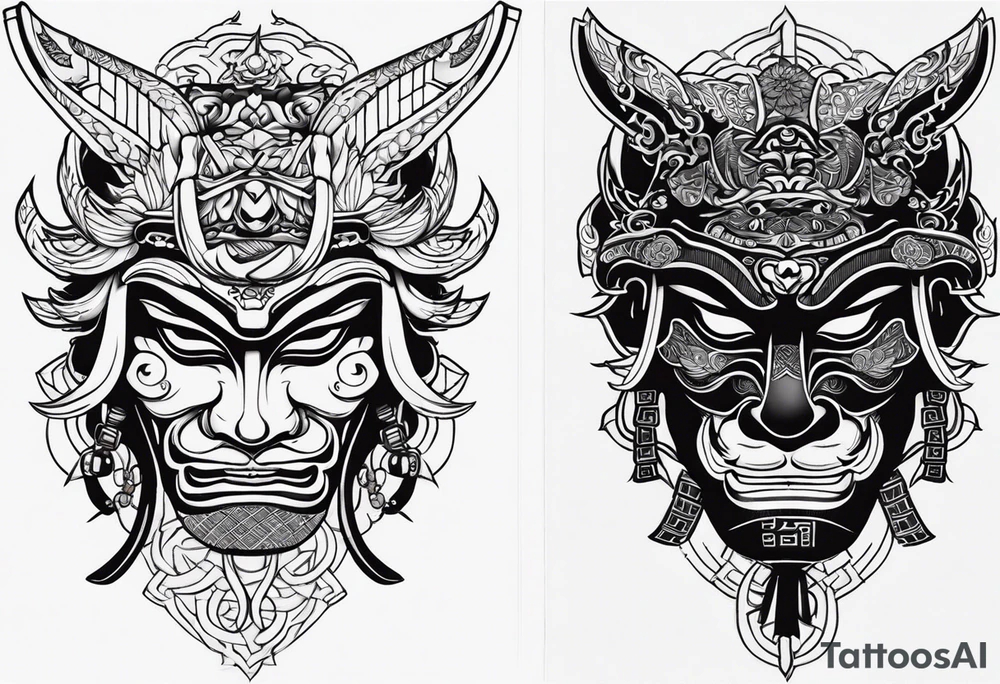 Japenese henya mask samurai tattoo idea