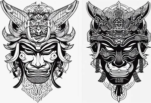 Japenese henya mask samurai tattoo idea