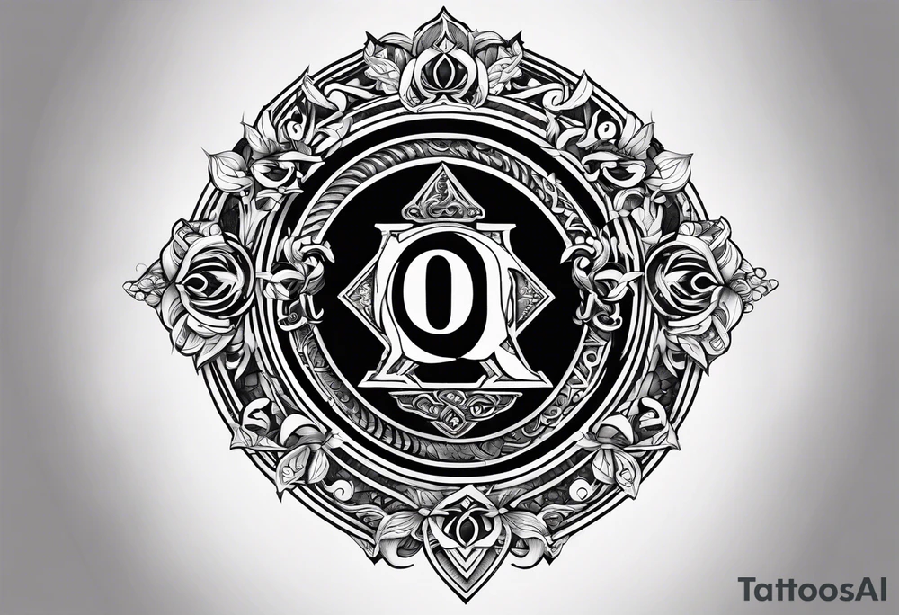 Greek Capital Letter Omega symbol black magic style tattoo idea