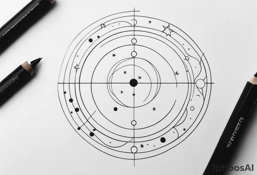 Fine line snake, lunar moon phases, constellations tattoo idea