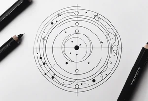 Fine line snake, lunar moon phases, constellations tattoo idea