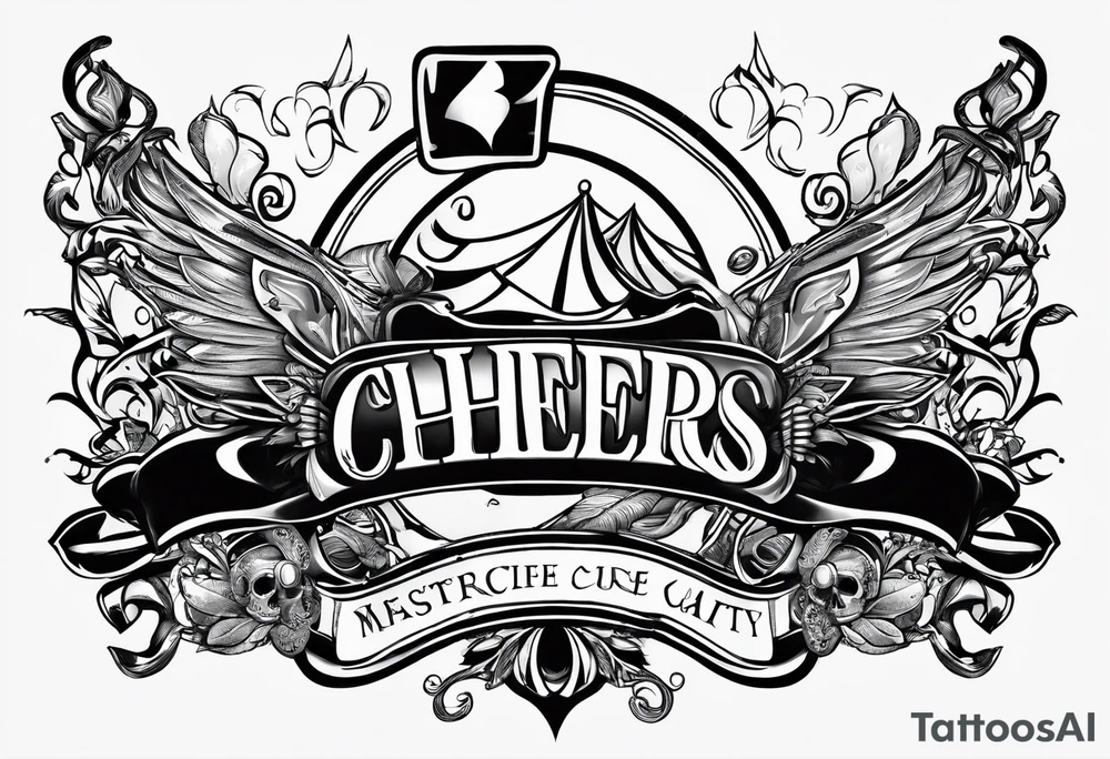 Cheers Mate text, armband +Cancer Ribbon tattoo idea