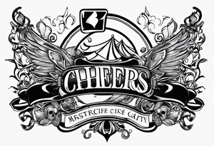 Cheers Mate text, armband +Cancer Ribbon tattoo idea