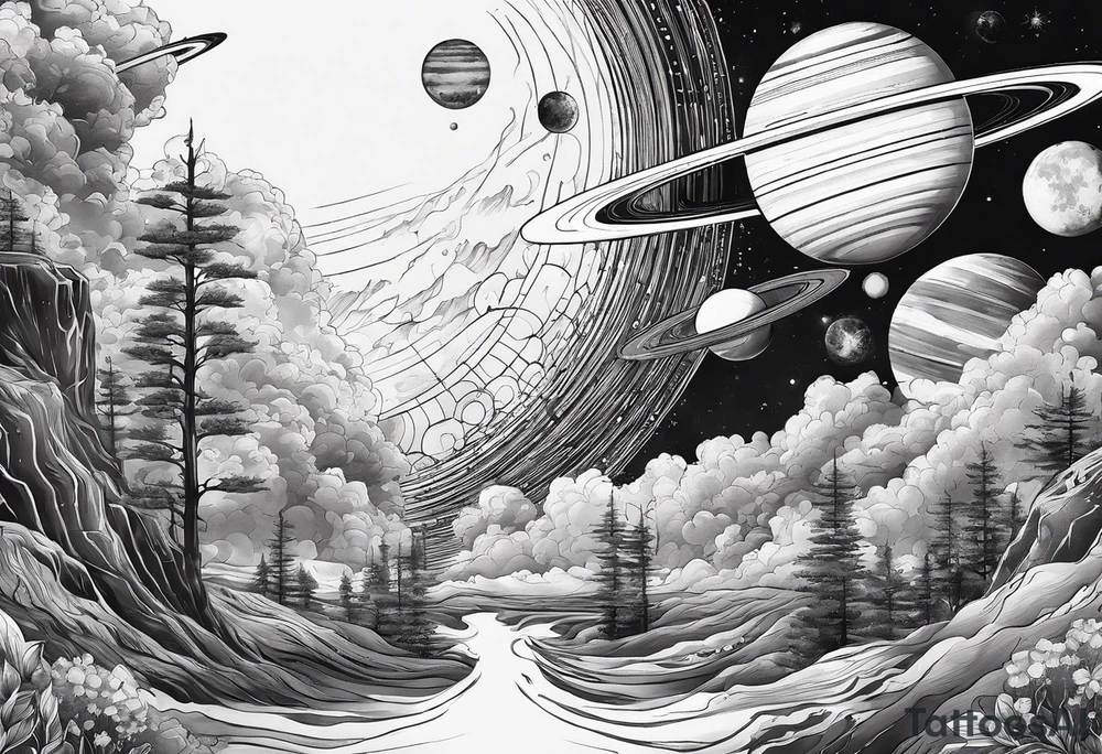 solar system spine tattoo idea