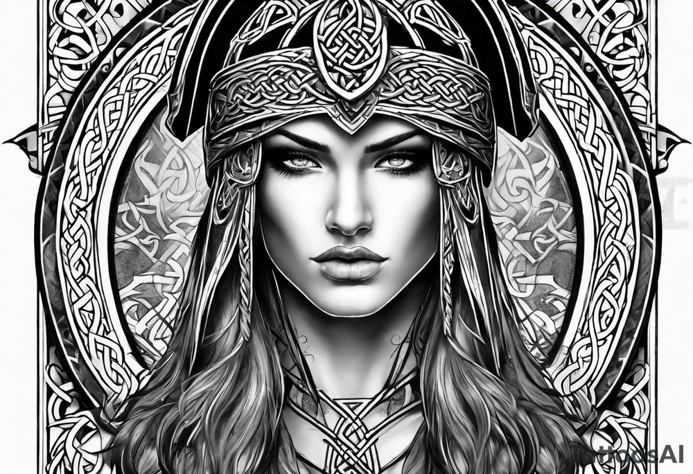 Celtic warrior full body side profile tattoo idea
