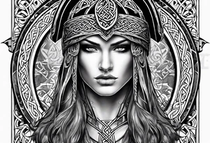 Celtic warrior full body side profile tattoo idea