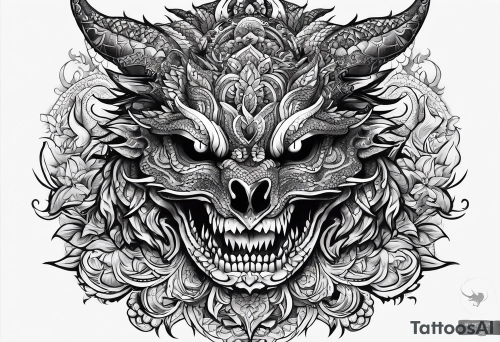 Dragon mexican skull full body tattoo idea