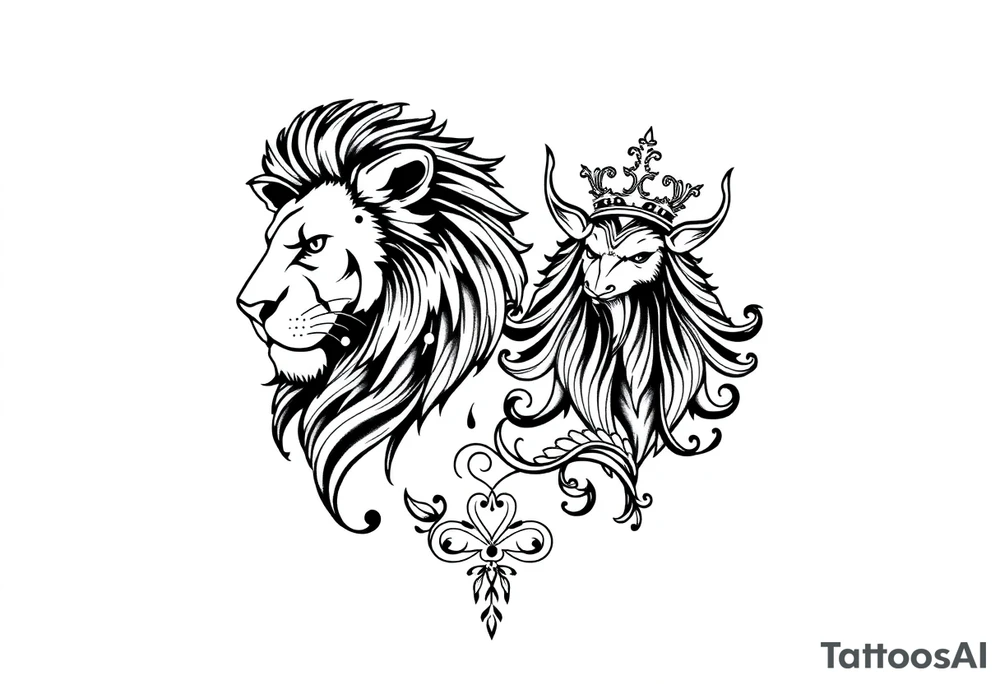 powerful majestic lion vagina, and anus
with a crown tattoo idea